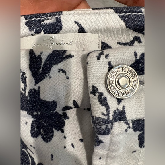 7 For All Mankind Womens Blue and White Floral Ankle Jeans, Size 28 - Picture 7 of 10